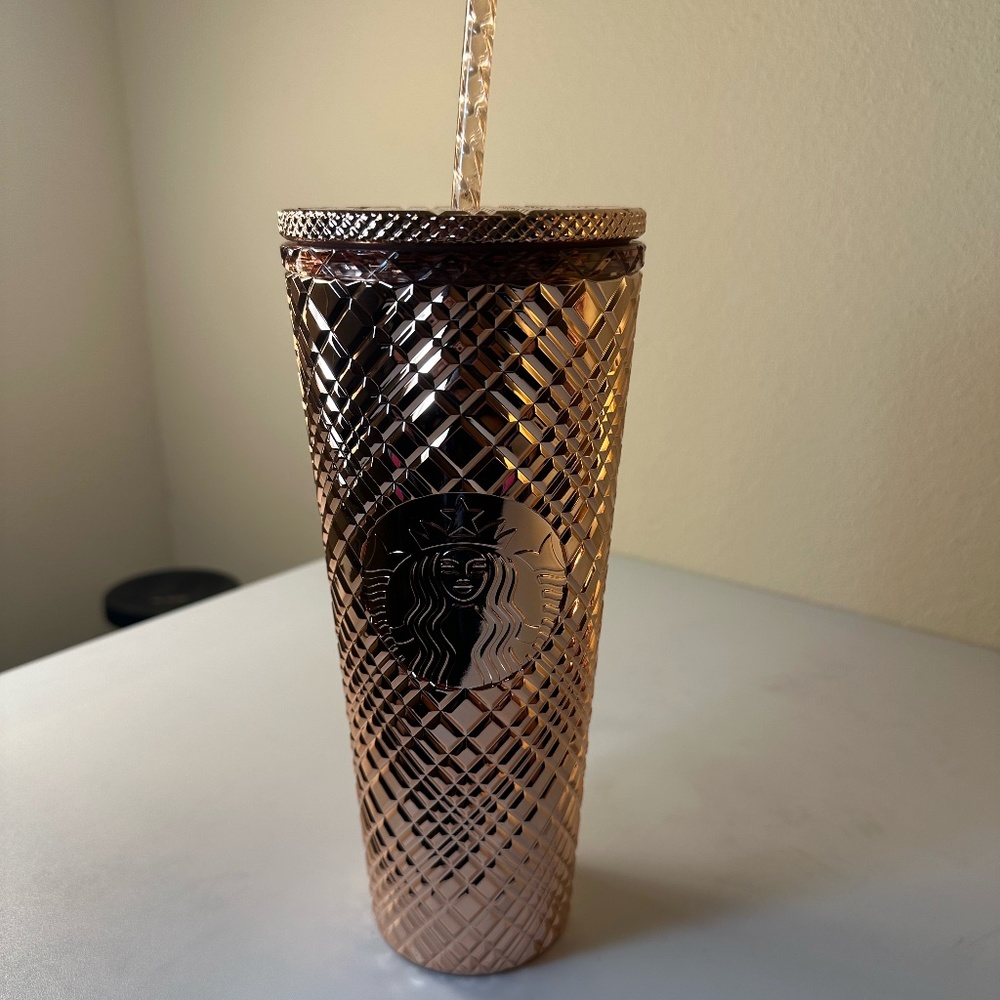Starbucks 2023 Winter Holiday Jeweled 24oz Tumbler Cold Cup - Rose Gold